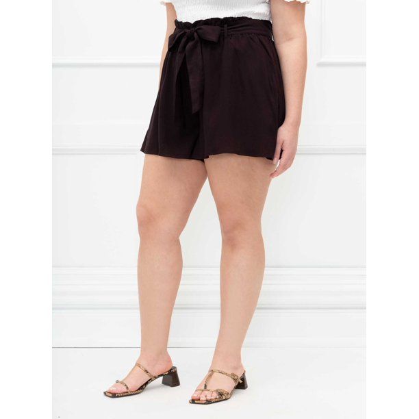 ELOQUII Elements Women's Plus Size Ruffle Waist Swing Shorts | Walmart (US)