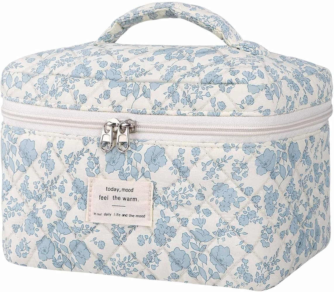 Large Makeup Bag, Cute Cosmetic Bag for Women Girls Floral Coquette Aesthetic Toiletry Bag Travel... | Amazon (US)