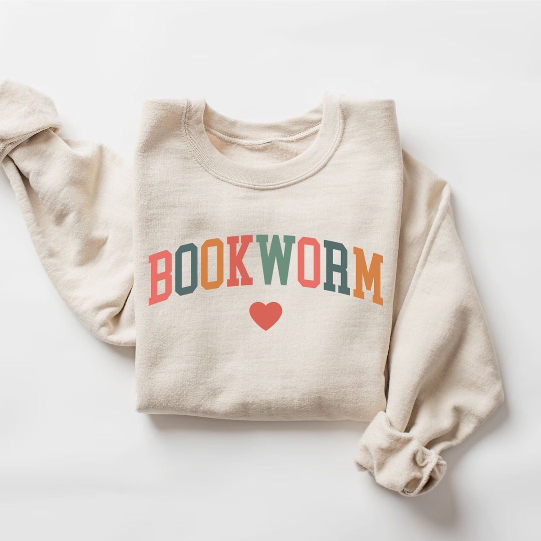 Bookworm Sweatshirt Cute Teacher Books Lover Sweatshirt ESL - Etsy | Etsy (US)