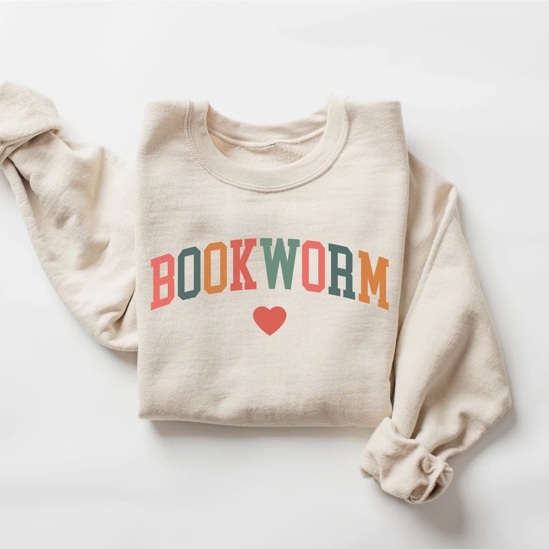 Bookworm Sweatshirt Cute Teacher Books Lover Sweatshirt ESL - Etsy | Etsy (US)