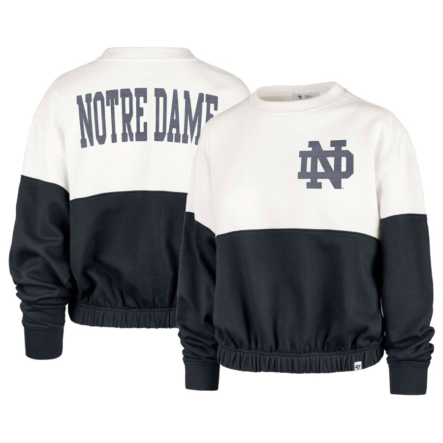 Notre Dame Fighting Irish '47 Women's Take Two Bonita Pullover Sweatshirt - White/Black | Fanatics