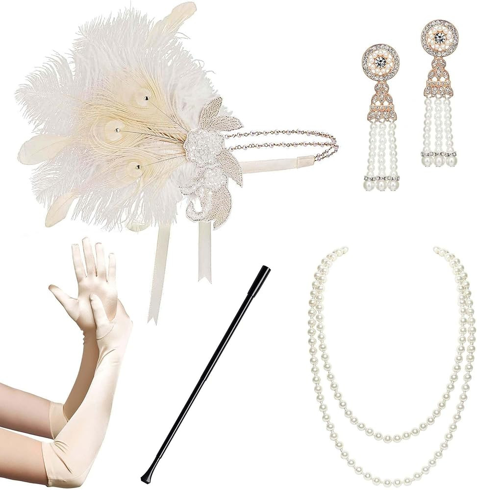 BABEYOND 1920s Flapper Accessories Gatsby Costume Accessories Set 20s Flapper Headband Pearl Neck... | Amazon (US)