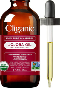 Click for more info about Cliganic USDA Organic Jojoba Oil, 100% Pure (2oz) | Natural Cold Pressed Unrefined Hexane Free Oi...