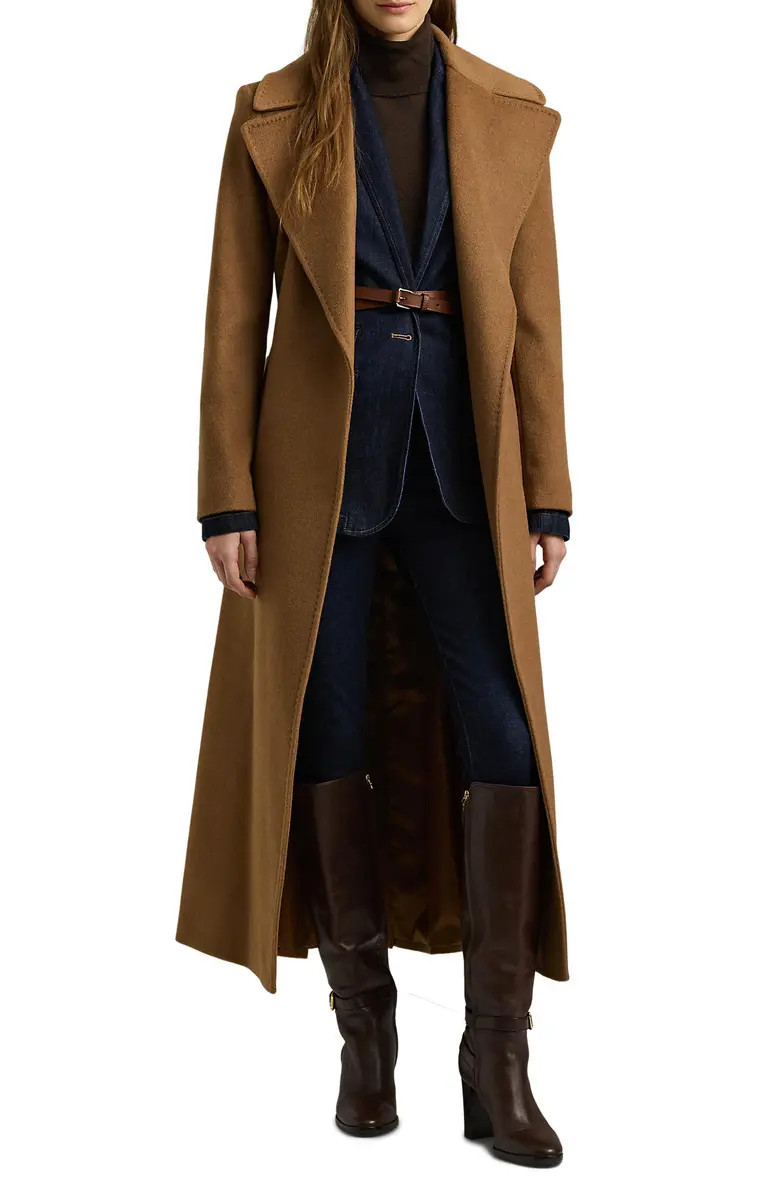 Lauren Ralph Lauren Belted Wool Blend Wrap Coat | Nordstrom | Nordstrom