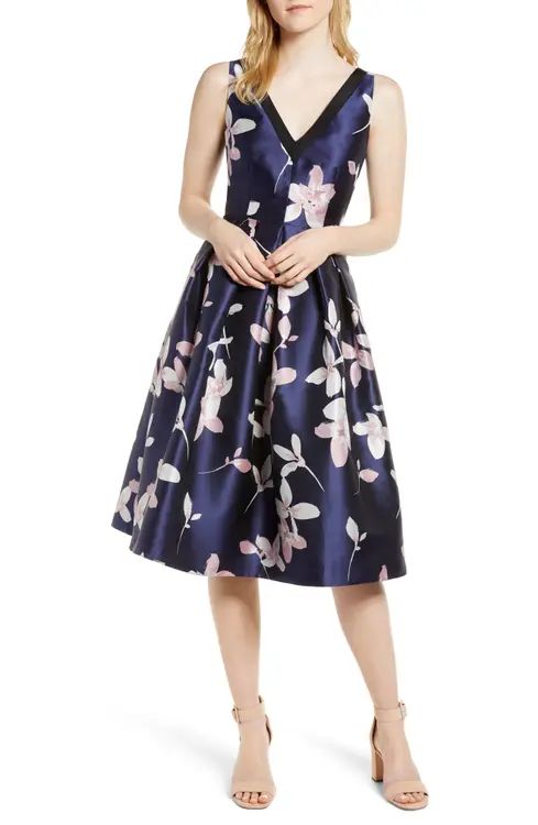 1901 Floral Fit & Flare Midi Dress | Nordstrom