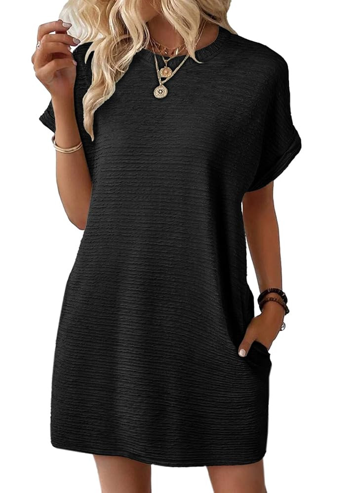 EVALESS Womens Summer Dresses Fashion 2025 Short Sleeve Spring Mini Dress Casual Beach Vacation C... | Amazon (US)