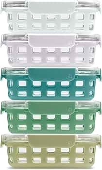 Ello Duraglass 3.4 Cup Meal Prep Sets 10Pc, 5 Pack Set- Glass Food Storage Container with Silicon... | Amazon (US)