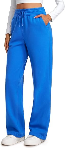 CRZ YOGA Cotton Fleece Lined Sweatpants Women Straight Leg Casual Lounge Sweat Pants for Women | Amazon (US)