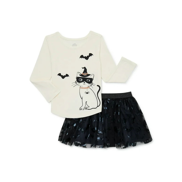 Halloween Way to Celebrate! Baby and Toddler Girl Long-Sleeve T-Shirt and Tutu Outfit Set, 2-Piec... | Walmart (US)