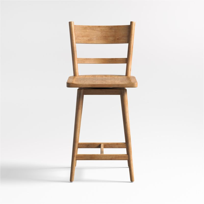 Arno Light Brown Wood Swivel Counter Stool + Reviews | Crate & Barrel | Crate & Barrel