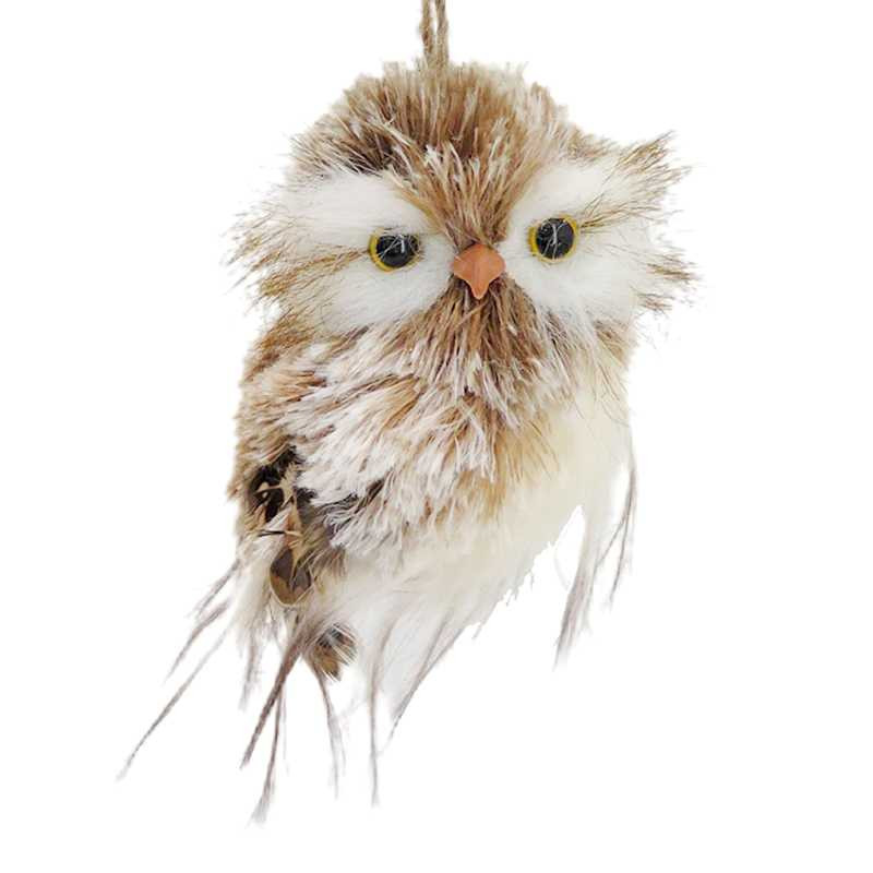 Honeybloom Brown Fabric Owl Ornament, 4.3" | At Home