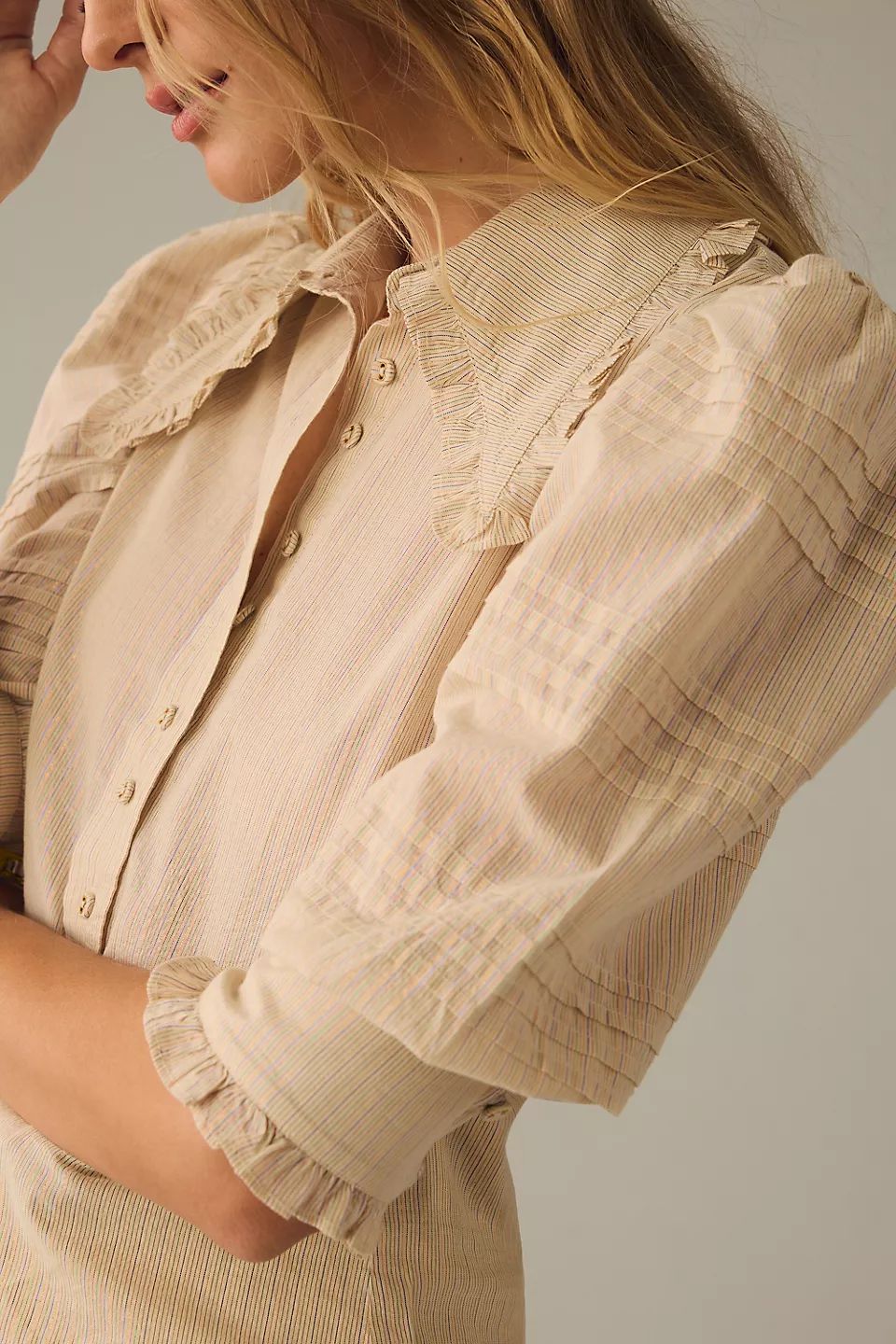 Self Contrast Puff-Sleeve Blouse | Anthropologie (UK)