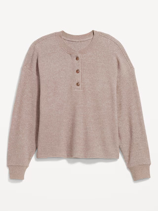Oversized Cozy Waffle Henley Top | Old Navy (US)