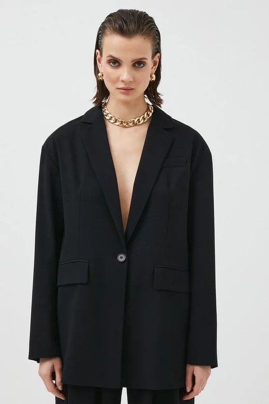 Soft Twill Oversized Tailored Jacket | Karen Millen US