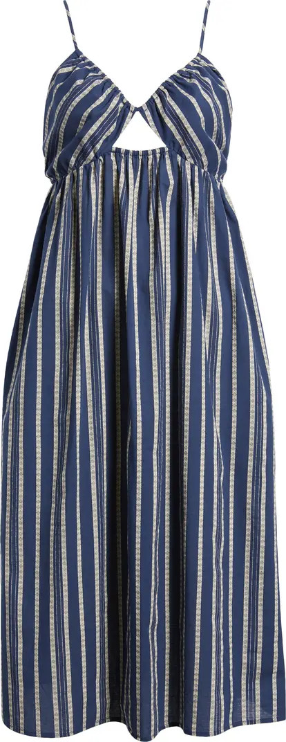 V-Neck Cutout Stripe Cotton Sundress | Nordstrom