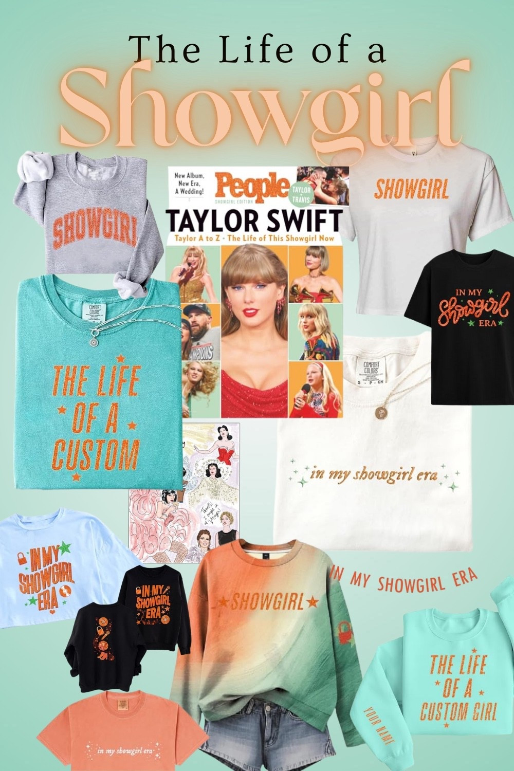The Life of a Showgirl fan made merch, clothing, party accessories, and pre-sale items. TLOAS party coming up? Celebrating the Showgirl album release? Let’s get ready!! Taylor Swift fans and Swifties 💚🧡
#TLOAS #Showgirl #taylorswift #Swifty #custom #gifts #giftideas 

#LTKParties #LTKSaleAlert #LTKFindsUnder50