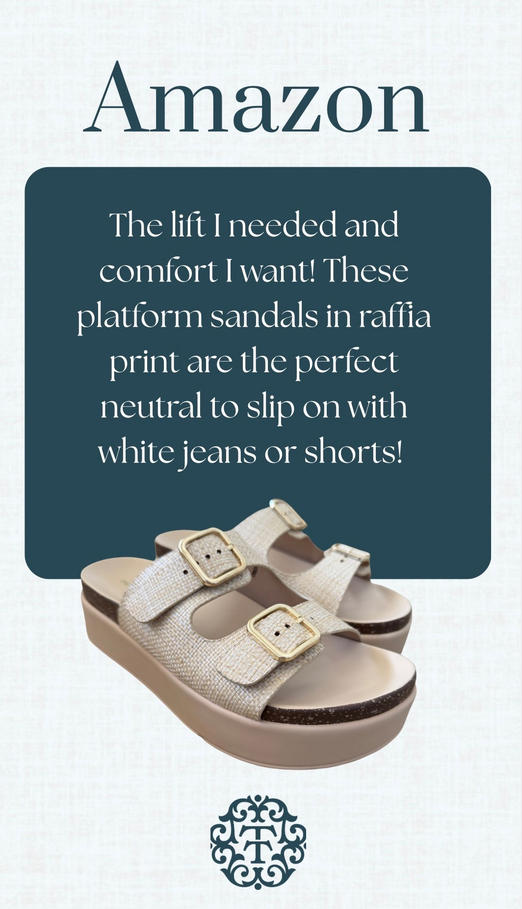 So comfortable!! The raffia look and platform height is perfect for warmer weather. Slip these on for instant comfort and style with a cute pair of jeans or even shorts! s

#LTKOver40 #LTKMidsize