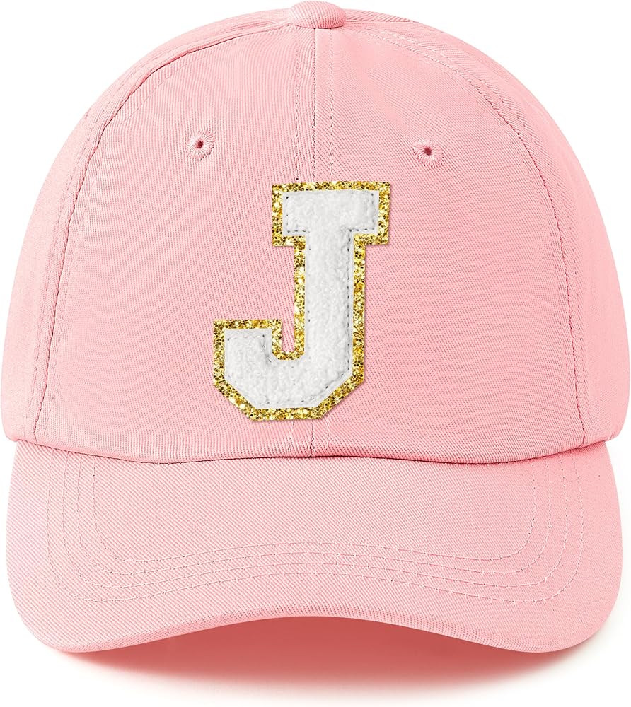 B1ykin Women's Baseball Cap Adjustable White Chenille Letter Patch Pink Hat, Classic Sports Washe... | Amazon (US)