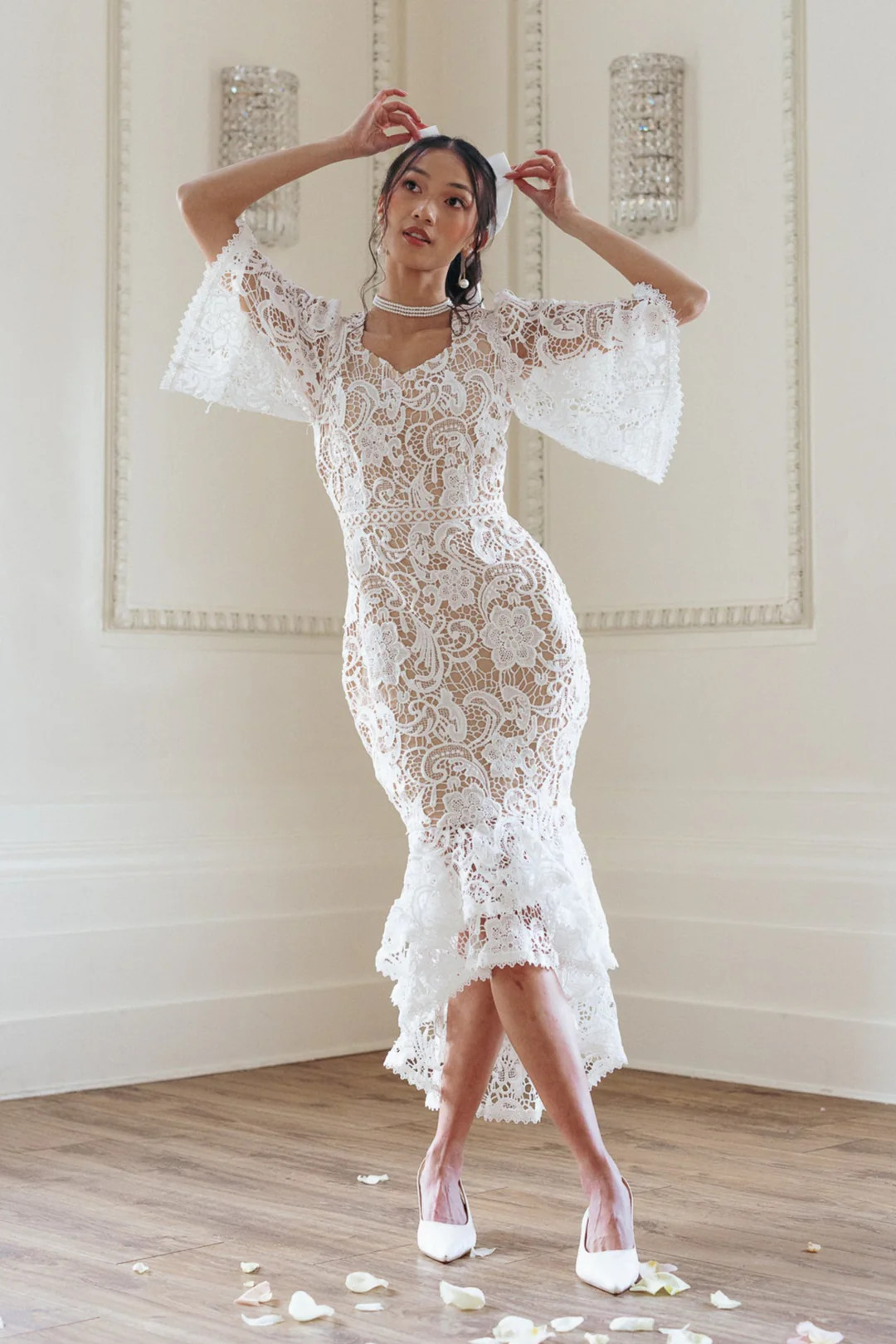 Cecilia Dress in White Lace | Ivy City Co