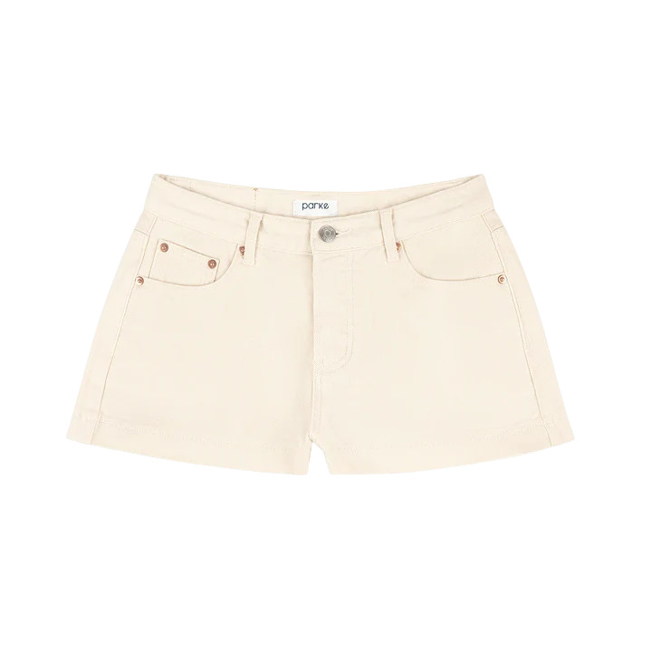 Denim Mini Shorts - Cream | Parke