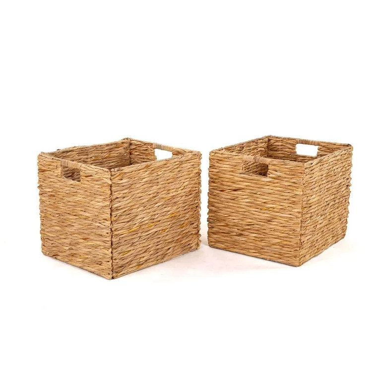 Better Homes & Gardens Collapsible Woven Twisted Bulrush Cube Storage Bins, 2 Pack | Walmart (US)