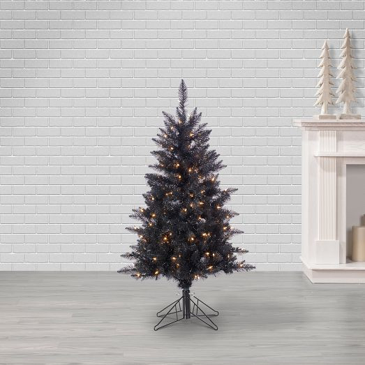Pre-Lit Faux Black Tinsel Christmas Tree | West Elm (US)