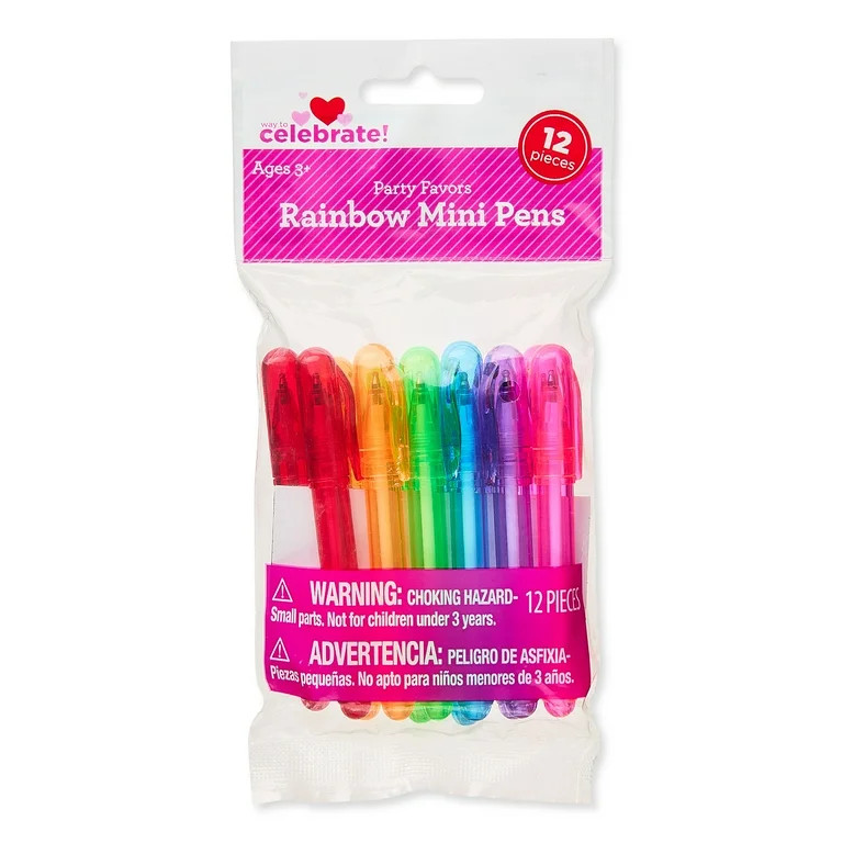 Rainbow Mini Pen Party Favors, Multicolor, 12 Count, Valentine's Day by Way To Celebrate | Walmart (US)