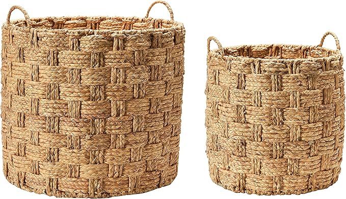 Creative Co-Op Hand-Woven Seagrass and Metal Handles Basket, Natural, 2 | Amazon (US)