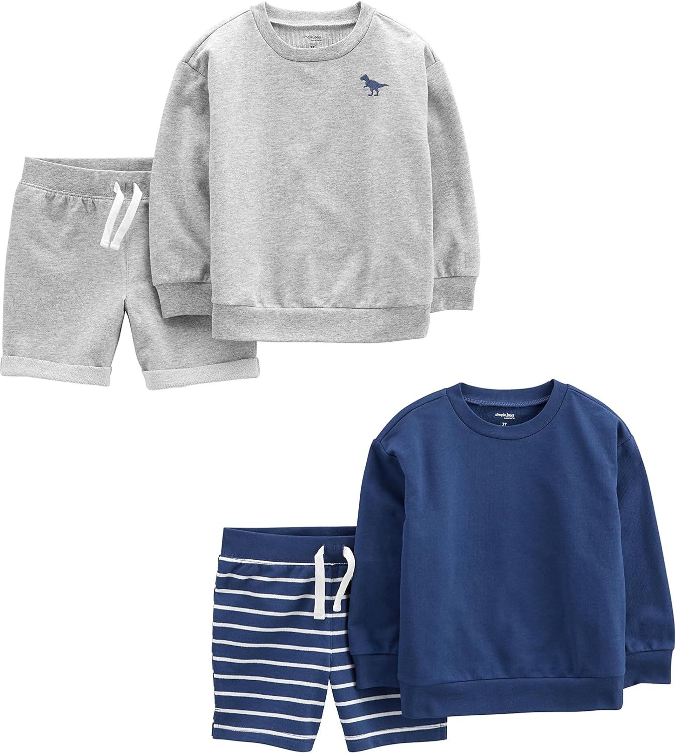 Simple Joys by Carter's Boys 4-piece French Terry Long-sleeve Shirts and Shorts Playwear Set | Amazon (US)