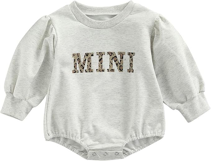 Hugitkid Newborn Baby Girl Puff Sleeve Romper Onesie Leopard Letter Print Sweatshirt Jumpsuit Bod... | Amazon (US)