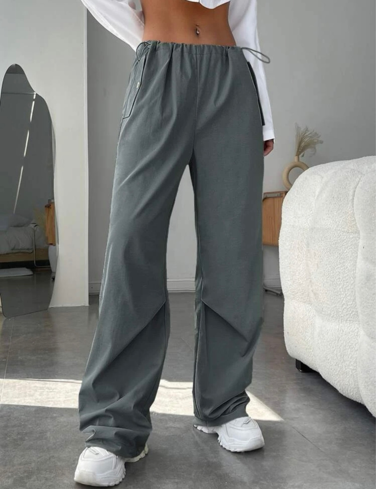 Grey parachute pants, corps wear, corp wear, corp girls, streetwear, pants, trousers 

#LTKeurope #LTKFestival #LTKunder50