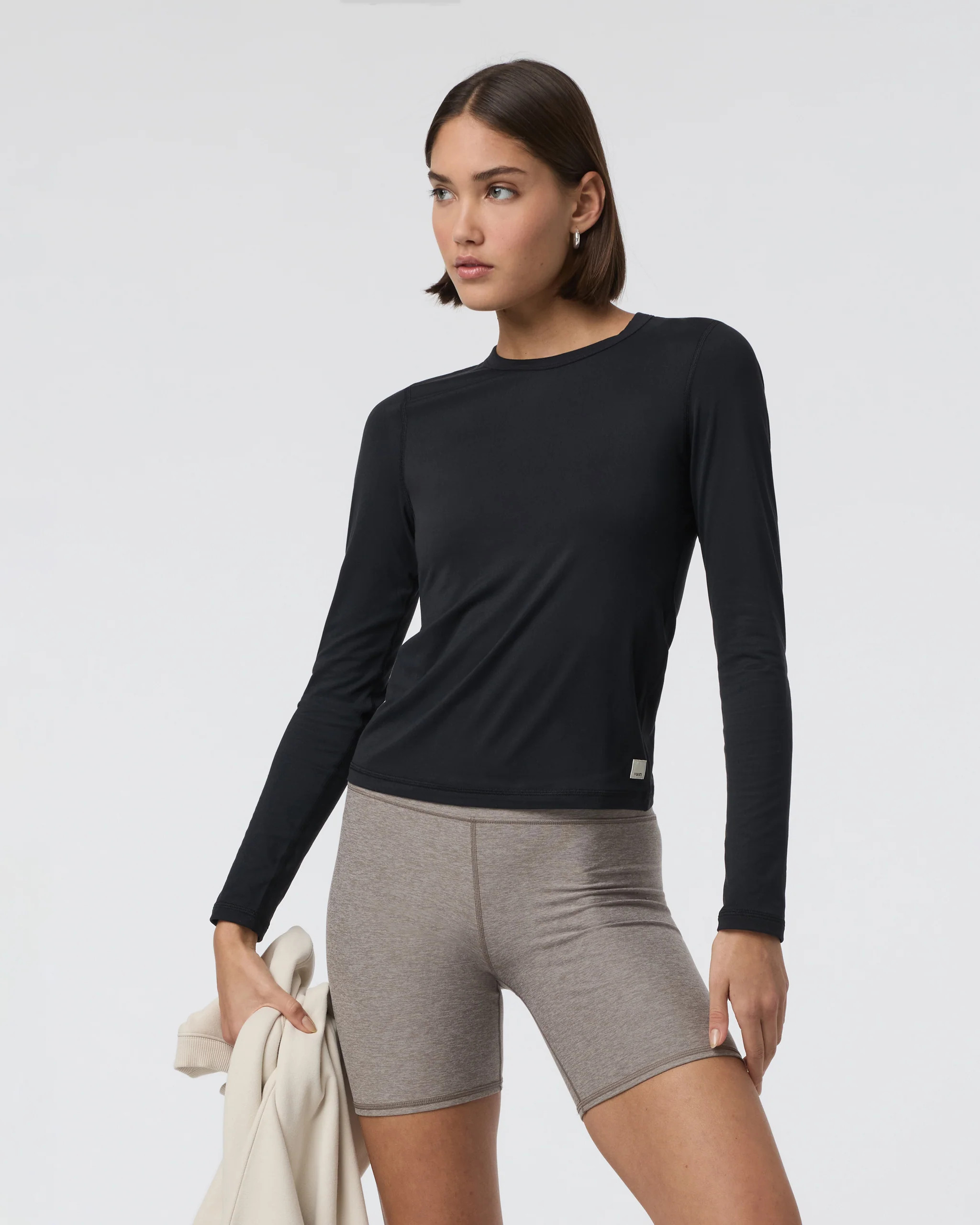 Long Sleeve Lux Crew Tee | Black | Vuori | Vuori Clothing (US & Canada)