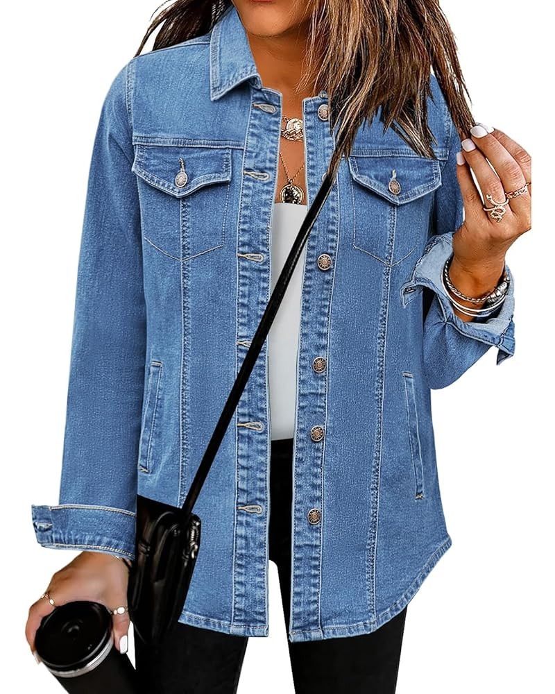 luvamia 2025 Jean Jackets for Women Fashion Denim Jacket Western Oversized Shacket Jacket Button ... | Amazon (US)