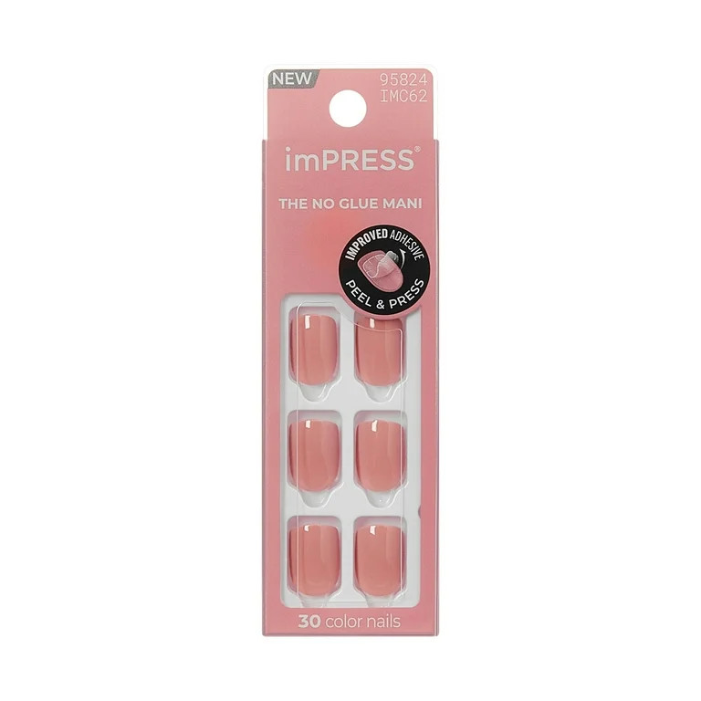 KISS imPRESS Color Press On Nails, ‘Your Magic’, Pink, Short Squoval, 30 Count | Walmart (US)
