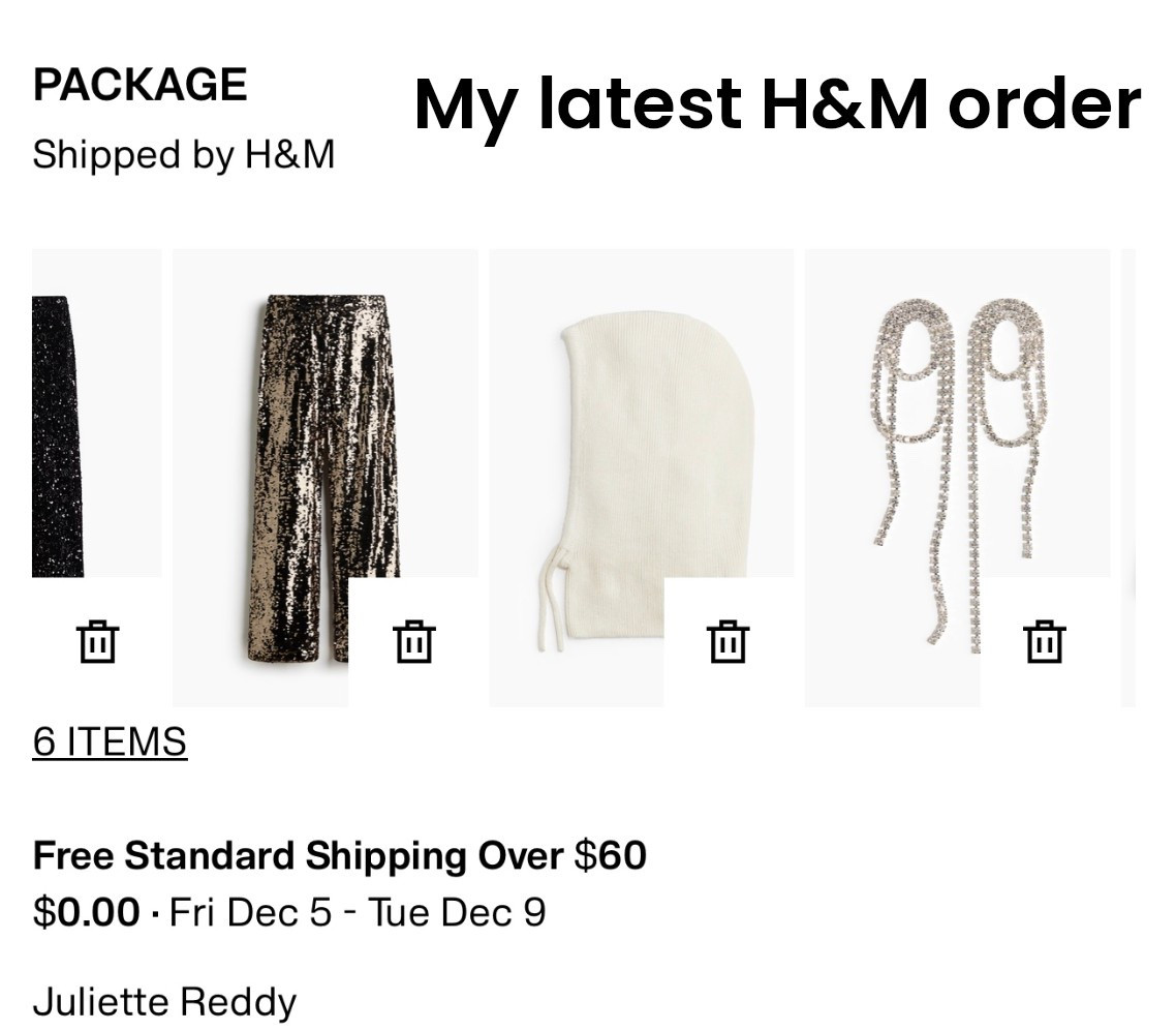 My latest H&M purchases. Getting a jump on New Years and the big chill coming through. I buy a Mohair sweater every winter. 

#LTKSeasonal #LTKCyberWeek #LTKSaleAlert