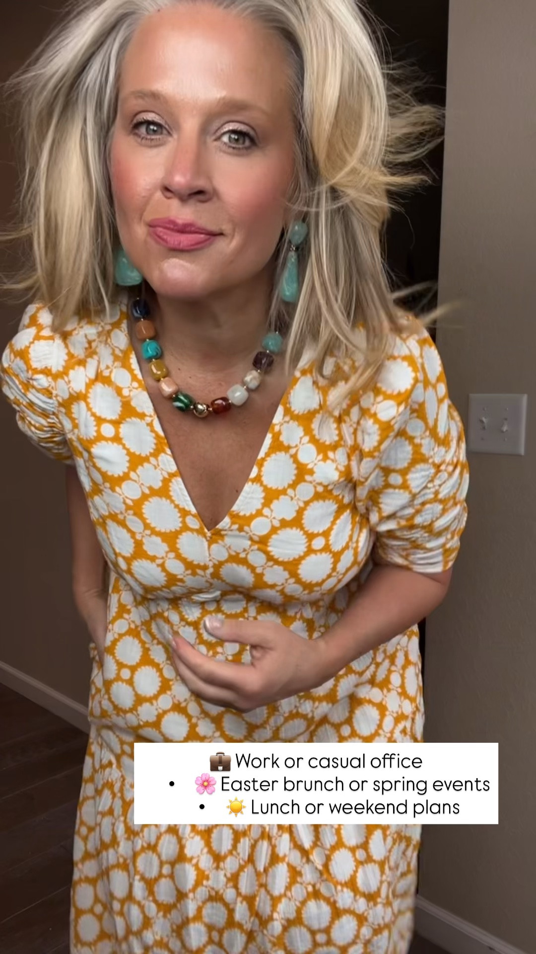  ✨Tap the bell, save and ❤️ for over 40 fashion, midlife style, midsize fashion and luxury looks for less. 

⬇️Sizing information:
Wearing medium (size down if in between sizes.)


Three places a midlife woman can wear this:
	•	💼 Work or casual office days
The sleeve + neckline give it polish, and the flow keeps it comfortable. Add a neutral blazer or denim jacket and it’s instantly work-appropriate.
	•	🌸 Easter brunch or spring events
The print and color feel happy and pulled together without trying too hard.
	•	☀️ Lunch dates, errands, or weekend plans
Easy, breathable, and flattering—this is that throw-on-and-feel-good dress.

👑"Helping you look good, feel good!" - Lindsey Denver

Follow my LTK @Over40andmidlife on the @shop.LTK app to view this post and get my exclusive app-only content!

#liketkit #LTKOver40 #LTKPlusSize #LTKMidsize
@shop.ltk
https://liketk.it/63FyL