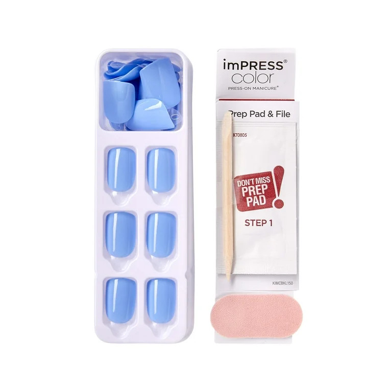 KISS imPRESS Color Press-on Nails Manicure, Baby Why so Blue, Short, Adult | Walmart (US)