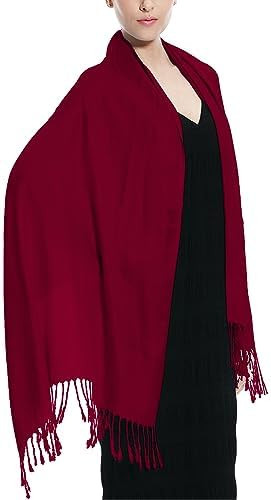 Glory Max Women Large Soft Silky Pashmina Shawl Wrap Scarf in Plain Solid Colors | Amazon (US)