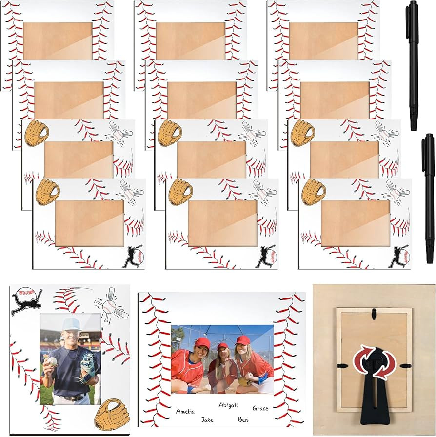 Leinuosen 12 Pcs Baseball Picture Frame Bulk Baseball Senior Night Gifts Wooden Rotating Tabletop... | Amazon (US)