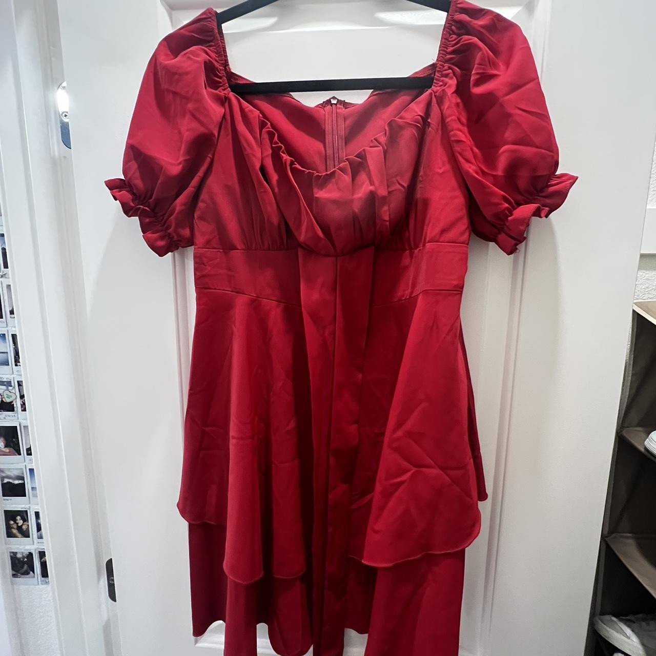SHEIN Women's Midi Dress - Red - L | Depop US