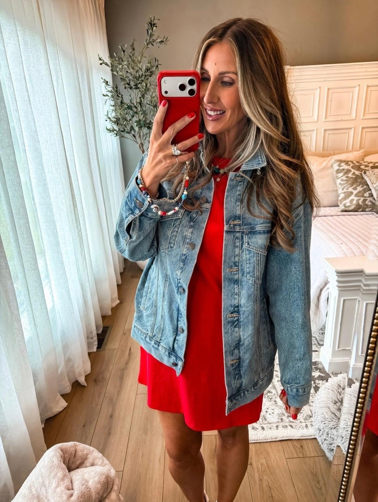 This red dress is one of those pieces you’ll keep reaching for. I layered it with a classic denim jacket for an easy everyday look, but it looks just as cute on its own. Perfect for summer dinners, weekend plans, and heading into early fall.

red dress, denim jacket outfit, casual summer outfit, everyday dress, transition outfit, fall transition style, women’s casual fashion, weekend outfit, easy outfit idea, themominstyle

#LTKootd #LTKSeasonal #LTKgrwm