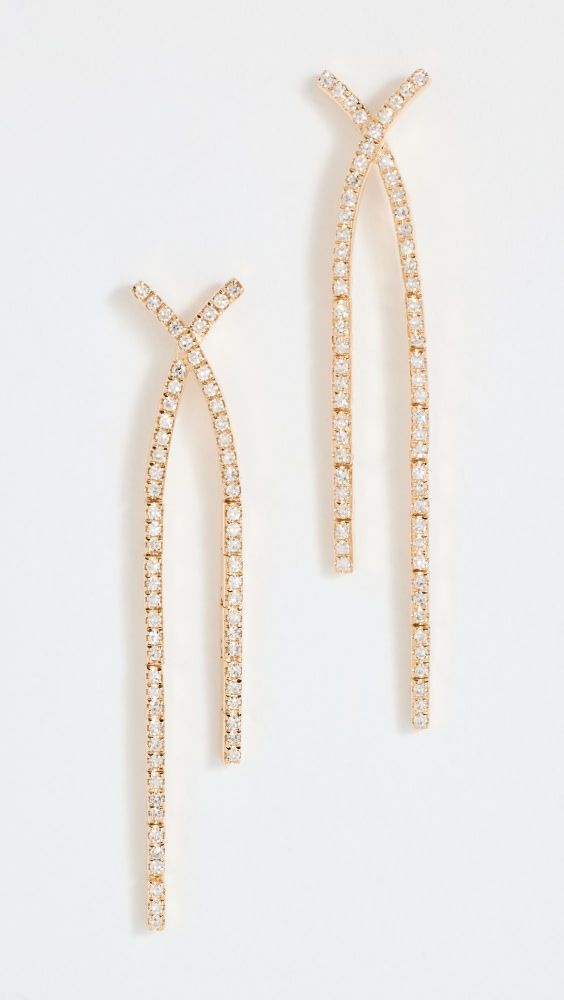 EF Collection 14k Diamond Crisscross Drop Earrings | Shopbop | Shopbop
