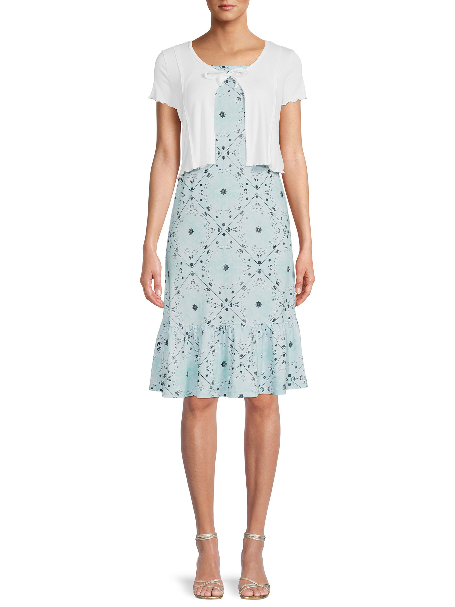 Sugar & Diamonds Girls Maxi Slip Dress and Short Sleeve Tie Cardigan Set, 2-Piece, Sizes 7-16 | Walmart (US)