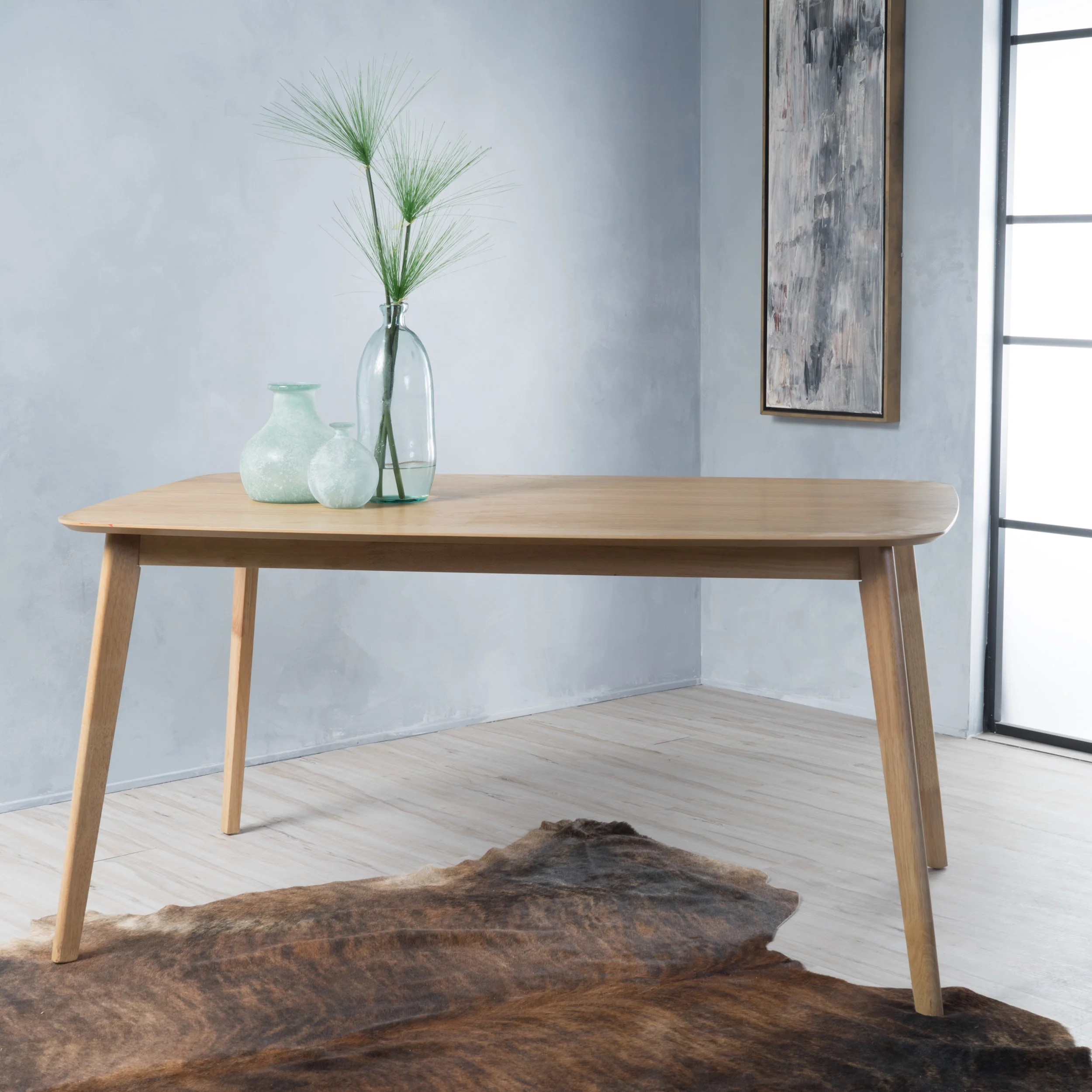 Noble House Layla Natural Oak Finish Dining Table | Walmart (US)