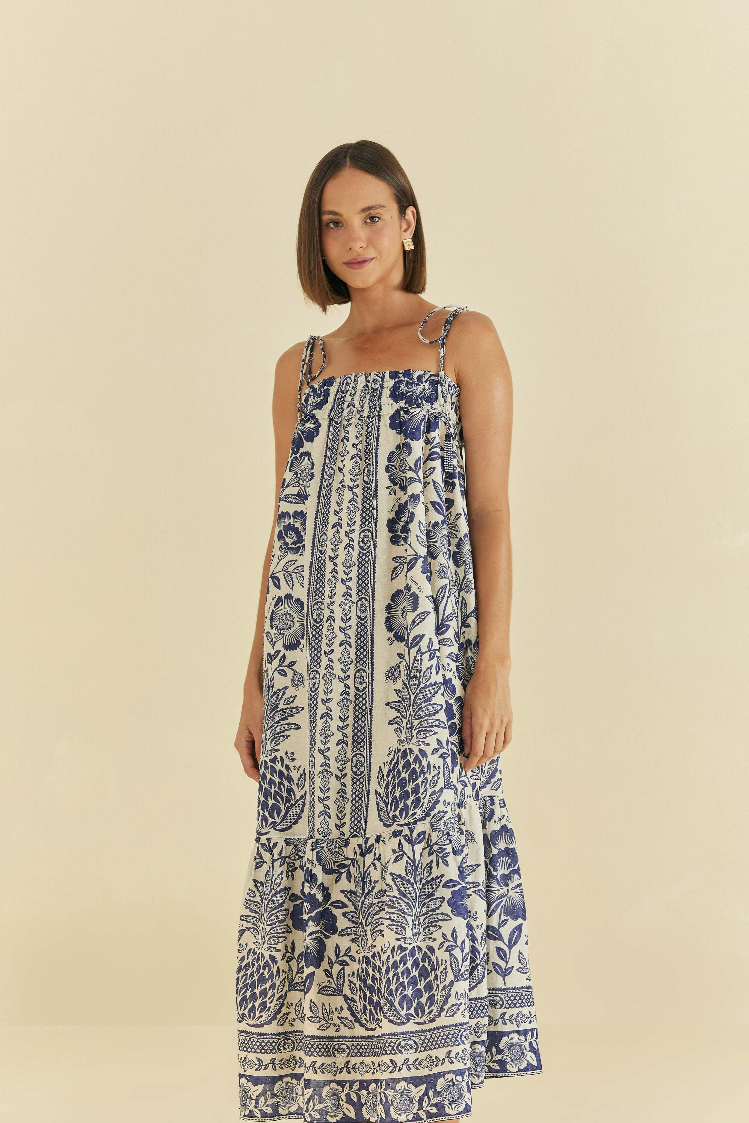 MAXI DRESS | Blue Pineapple Garden Print | FarmRio (US)