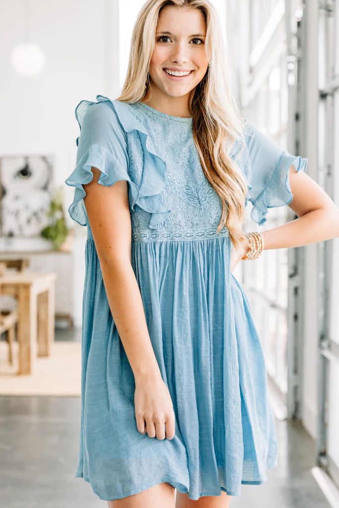 Realized Love Dusty Blue Lace Dress | The Mint Julep Boutique