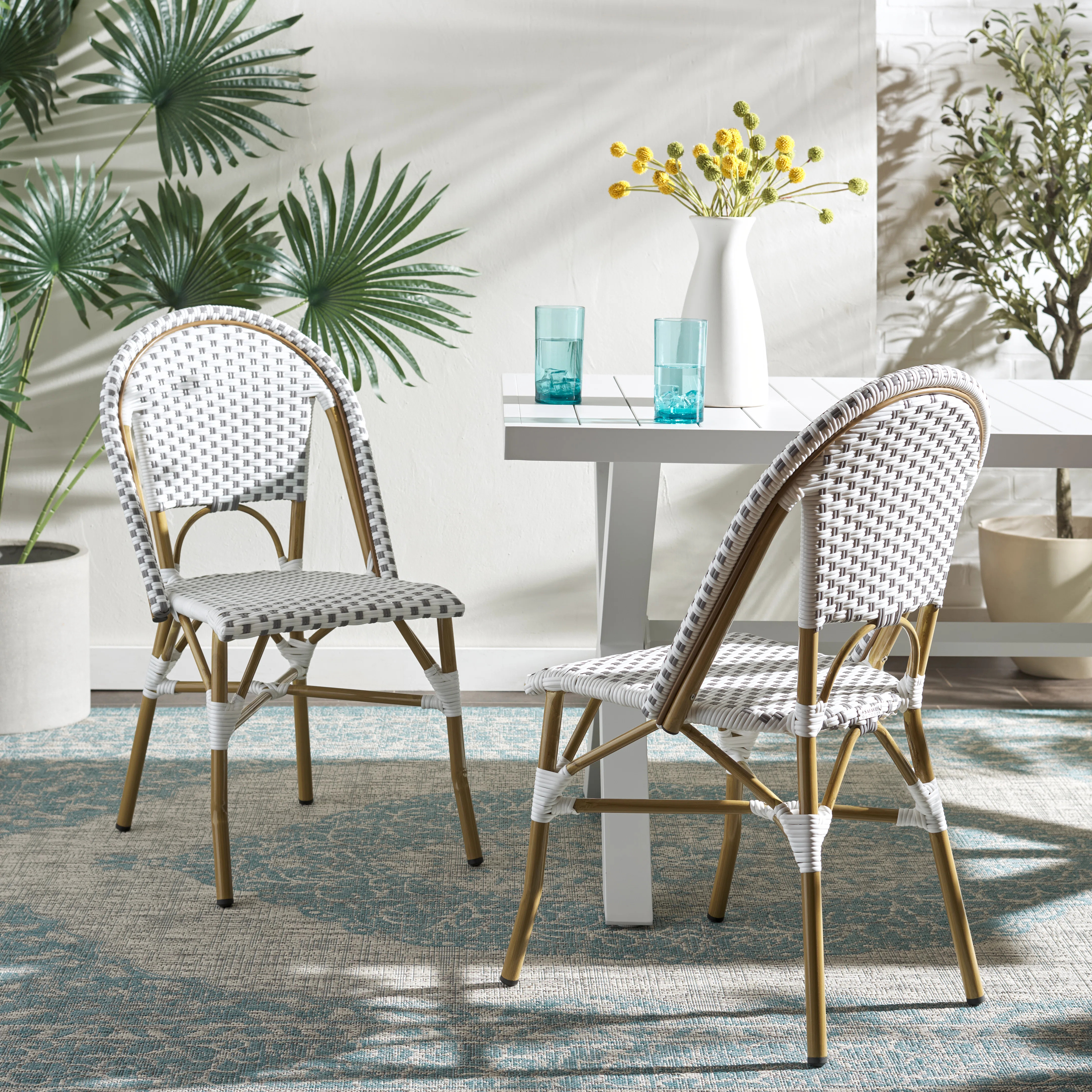 Casidy Wicker Premium All-Weather Wicker Outdoor Dining Side Chair (Set of 2) | Wayfair North America