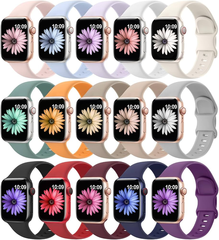 15 Pack Soft Silicone Bands Compatible with Apple Watch Band 40mm 41mm 38mm 45mm 44mm 42mm 46mm 4... | Amazon (US)