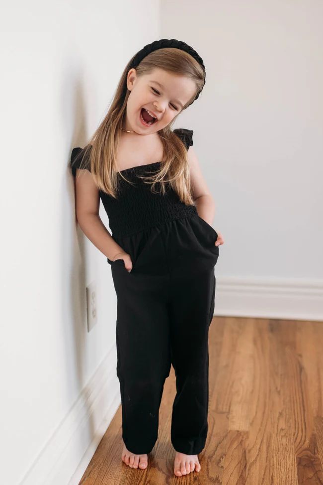 Kids Perfectly Poised Black Jumpsuit | Pink Lily
