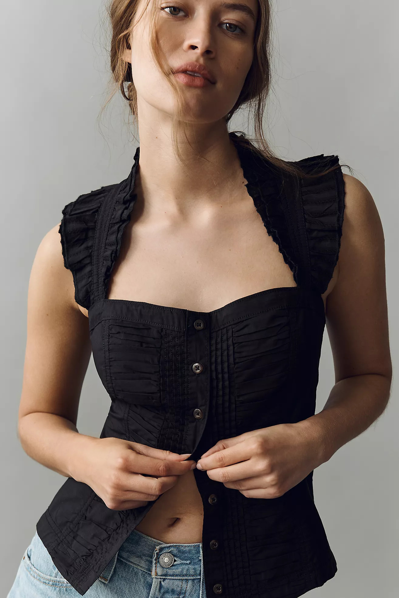 Pilcro Sleeveless Structured Blouse | Anthropologie (US)